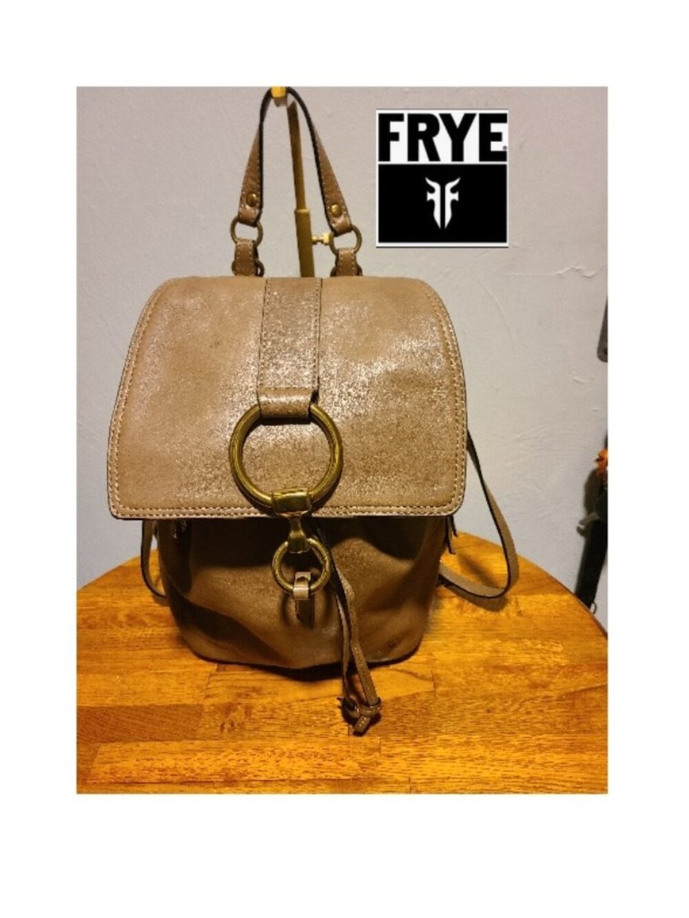 $395 Frye Llana Vachetta Leather O Ring Chain on strap Backpack Bag Purae